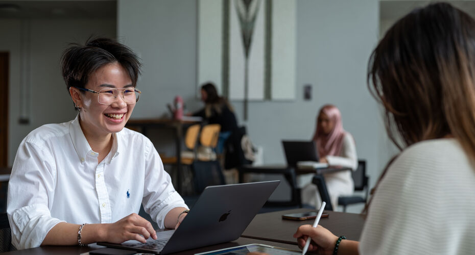Student working on their laptop